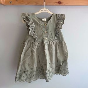 H&M Green Flutter Eyelet Dress